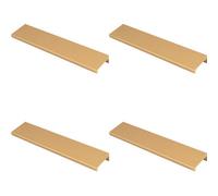Loops 4 Pack - Square Edge Finger Pull Handle - Satin Brass 200mm - Slim Cupboard Drawer
