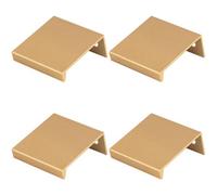 Loops 4 Pack - Square Edge Finger Pull Handle - Satin Brass 40mm - Slim Cupboard Drawer