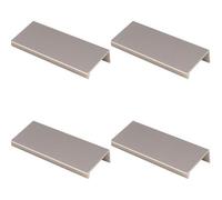Loops 4 Pack - Square Edge Finger Pull Handle - Satin Nickel 100mm - Slim Cupboard Drawer