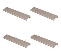 Loops 4 Pack - Square Edge Finger Pull Handle - Satin Nickel 200mm - Slim Cupboard Drawer