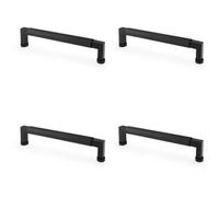 Loops 4 Pack - Square Knurled Pull Handle - Matt Black - 160mm Centres Premium Drawer Door