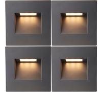 Loops 4 PACK Square Outdoor Pathway Guide Light - 1.5W Indirect CCT LED - Black Pc Loops Black