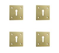 Loops 4 Pack Square Polished Brass Door Escutcheon 50X50mm For Elegant Finishes - Key Hole Cover