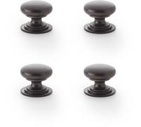 Loops 4 Pack - Stepped Round Door Knob - Dark Bronze 25mm Classic Kitchen Cabinet Pull Handle