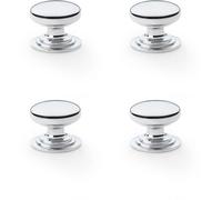 Loops 4 Pack - Stepped Round Door Knob Polished Chrome 32mm Classic Kitchen Cabinet Pull Handle