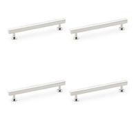 Loops 4 Pack - Straight Square Bar Pull Handle Polished Nickel 160mm Centres Solid Brass Drawer