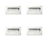 Loops 4 Pack Stylish 102mm White Flush Pulls For Sliding Doors And Drawers - Recessed Door Handle