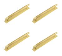 Loops 4 Pack Stylish 224mm Satin Brass Cabinet Handle With Plain Backplate - Kitchen Drawer Pull Handle