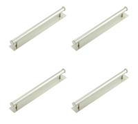Loops 4 Pack Stylish 224mm Satin Nickel Cabinet Handle With Plain Backplate - Kitchen Drawer Pull Handle
