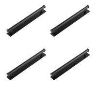 Loops 4 Pack Stylish 224mm Stepped Backplate Cabinet Handle In Matt Black Finish - Kitchen Drawer Pull Handle