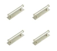 Loops 4 Pack Stylish 96mm Satin Nickel Cabinet Handle With Plain Backplate - Kitchen Drawer Pull Handle