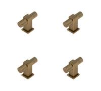 Loops 4 Pack Stylish Antique Brass T Bar Cupboard Knob For Modern Interiors - Kitchen Cabinet Knob