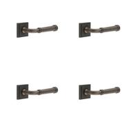 Loops 4 Pack Stylish Dark Bronze Square Door Handle For Modern Homes - Solid Brass Interior Handle