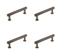Loops 4 Pack Stylish Knurled Cabinet Handle In Antique Brass - 128mm - Kitchen Drawer Pull Handle