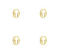 Loops 4 Pack Stylish Knurled Euro Profile Escutcheon In Satin Brass For Luxury Doors - Solid Brass Key Hole Cover
