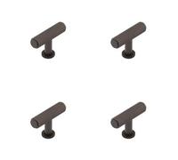 Loops 4 Pack Stylish Knurled T Bar Cupboard Knob In Dark Bronze Finish - Kitchen Cabinet Knob