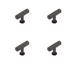 Loops 4 Pack Stylish Knurled T Bar Cupboard Knob In Dark Bronze Finish - Kitchen Cabinet Knob