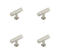 Loops 4 Pack Stylish Knurled T Bar Cupboard Knob In Satin Nickel Finish - Kitchen Cabinet Knob