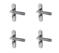 Loops 4 Pack Stylish Mitred Suite Door Handle In Polished And Satin Chrome Finish - Interior Lever On Backplate
