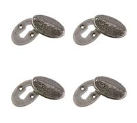 Loops 4 Pack Stylish Oval Covered Escutcheon In Pewter - 50X31X9mm - Key Hole Cover