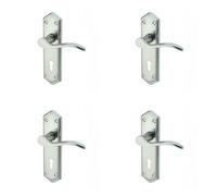 Loops 4 Pack Stylish Satin Chrome Suite Door Handle With Lockplate For Modern Interiors - Interior Lever On Backplate