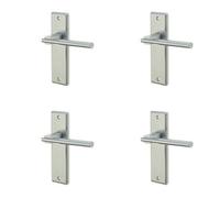 Loops 4 Pack Stylish Satin Chrome Suite Door Handle With Unique Latchplate Design - Interior Lever On Backplate