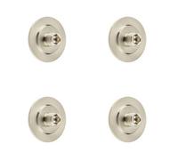 Loops 4 Pack Stylish Satin Nickel Wall-Mounted Doorstops With Stepped Bases - Solid Brass & Rubber Stopper