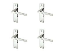 Loops 4 Pack Stylish Suite Door Handle In Polished Chrome For Modern Interiors - Interior Lever On Backplate