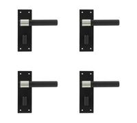 Loops 4 Pack Stylish T-Bar Door Handle With Black Finish For Modern Bathrooms - Interior Lever On Backplate