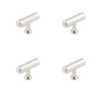 Loops 4 Pack Stylish T Bar Stepped Cupboard Knob In Polished Nickel Finish - Kitchen Cabinet Knob