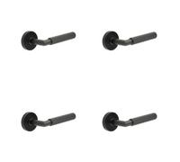 Loops 4 Pack Stylish Three One Six Diamond Knurled Black Door Handle For Modern Spaces - Interior Handle