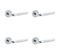 Loops 4 Pack Stylish Twin Door Handle On Rose In Polished And Satin Chrome Finish - Interior Handle