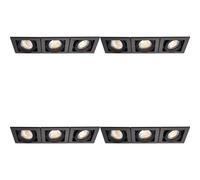 Loops 4 PACK Triple Recessed Boxed Downlight - 3 x 50W GU10 Reflector - Matt Black Loops Black