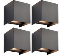 Loops 4 PACK Twin Outdoor IP44 Cube Wall Light - 2 x 5.5W CCT LED - Matt Black Loops Black
