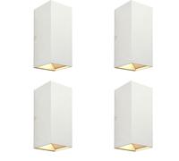 Loops 4 PACK Twin Outdoor Rectangular Wall Light - 2 x 5.5W CCT LED - Matt White Loops White