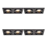 Loops 4 PACK Twin Recessed Boxed Downlight - 2 x 50W GU10 Reflector - Matt Black Loops Black