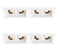 Loops 4 PACK Twin Trimless Plaster-In Downlight - 2 x 50W GU10 Reflector LED - White Loops White