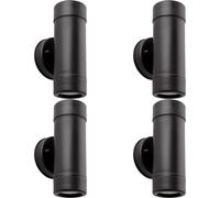 Loops 4 PACK Up & Down Twin Outdoor Downlight - Dimmable 2 x 7W GU10 LED - Black Loops Black