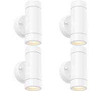 Loops 4 PACK Up & Down Twin Outdoor IP44 Wall Light - 2 x 7W GU10 LED - Gloss White Loops White