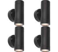 Loops 4 PACK Up & Down Twin Outdoor IP44 Wall Light - 2 x 7W GU10 LED - Matt Black Loops Black