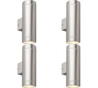 Loops 4 PACK Up & Down Twin Outdoor Wall Light - 2 x 7W GU10 LED - Brushed Steel in Metallics Loops Metallics
