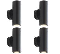 Loops 4 PACK Up & Down Twin Outdoor Wall Light - 2 x 7W LED GU10 - Satin Black Loops Black