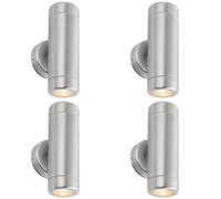 Loops 4 PACK Up & Down Twin Outdoor Wall Light - 2 x 7W LED GU10 - Stainless Steel in Metallics Loops Metallics