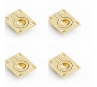 Loops 4 Pack Versatile 38X50mm Polished Brass Flush Rings For Furniture And Cabinetry - Recessed Door Handle