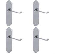 Loops 4 Pack - Victorian Internal Latch Door Handle - Polished Chrome Lever On Shaped Backplate