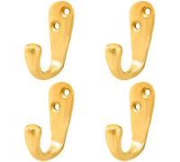Loops 4 Pack - Victorian Oval Single Robe Coat Hook - Wall Mounted Gown Holder Polished Brass