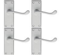 Loops 4 Pack - Victorian Scroll Internal Latch Door Handle - Satin Chrome Lever On Backplate
