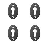 Loops 4 Pack Vintage 50mm Black Oval Escutcheon For Doors And Cabinets - Key Hole Cover