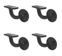 Loops 4 Pack Vintage Black Hand Rail Brackets 63mm - Antique Style - Stair Bannister Holder