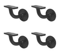 Loops 4 Pack Vintage Black Hand Rail Brackets 63mm - Antique Style - Stair Bannister Holder